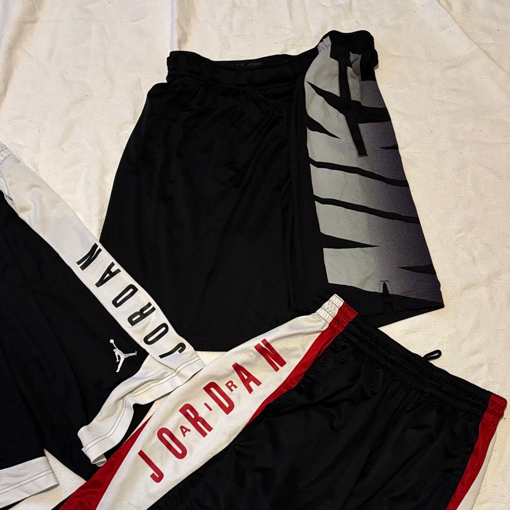 Jordan and Nike Black, White, and Red Shorts Trio - Picture 8 of 12